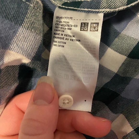 🔴 Uniqlo Womens Flannel Shirt Green, Blue and White - Picture 6 of 6
